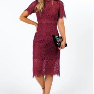 Malorie Lace Midi Dress Burgundy